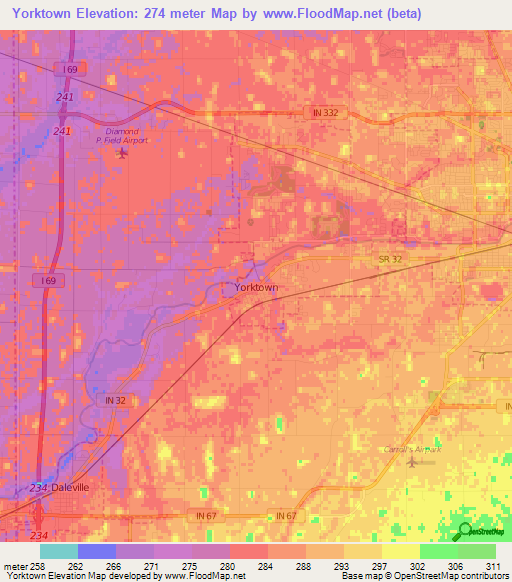 Yorktown,US Elevation Map