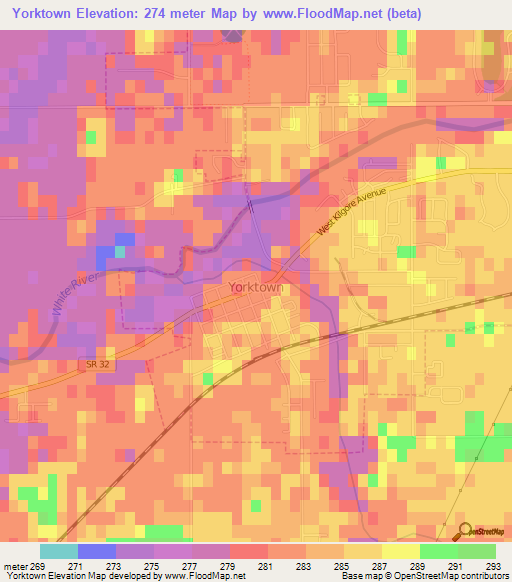 Yorktown,US Elevation Map