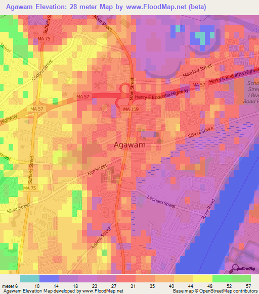 Agawam,US Elevation Map