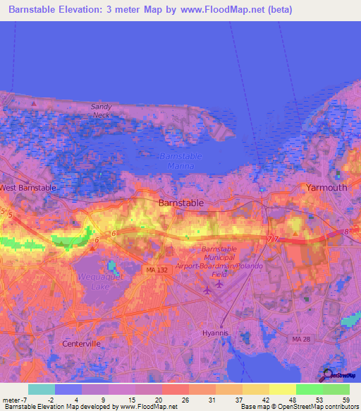 Barnstable,US Elevation Map