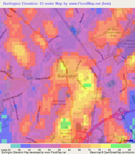 Burlington,US Elevation Map