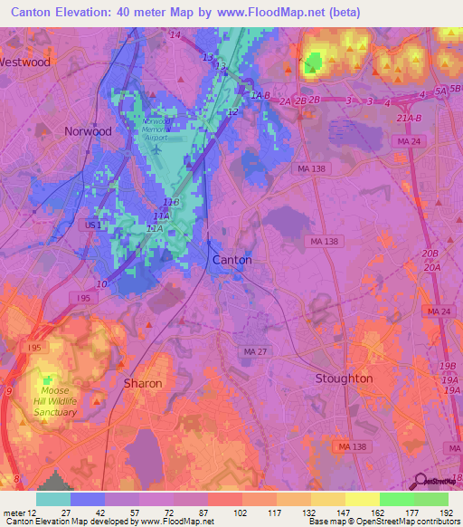 Canton,US Elevation Map