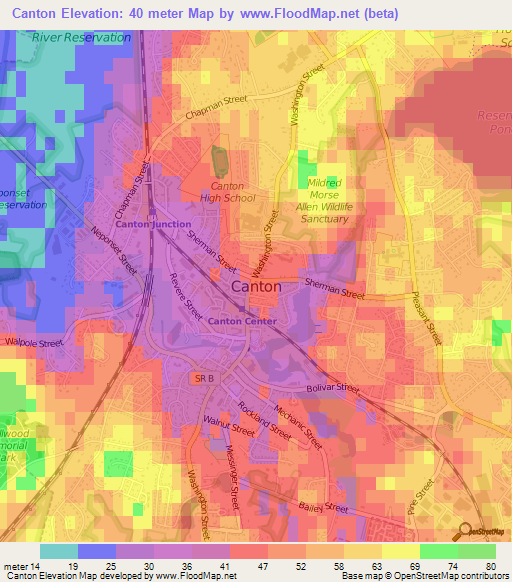 Canton,US Elevation Map