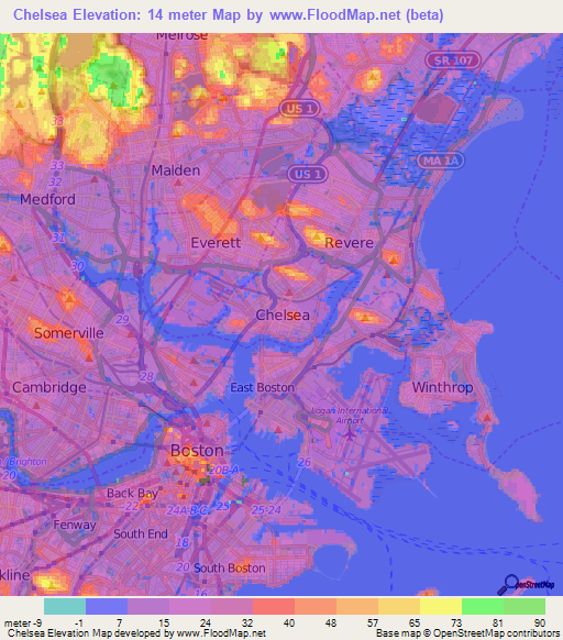 Chelsea,US Elevation Map