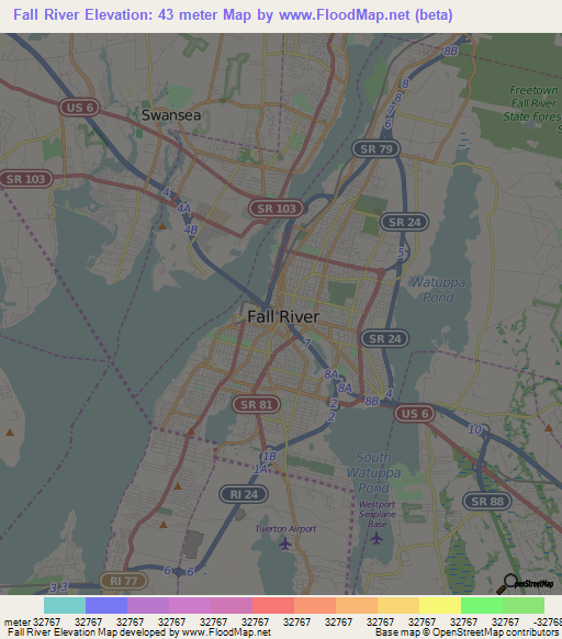 Fall River,US Elevation Map