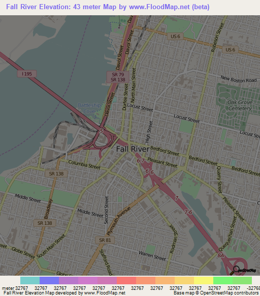 Fall River,US Elevation Map