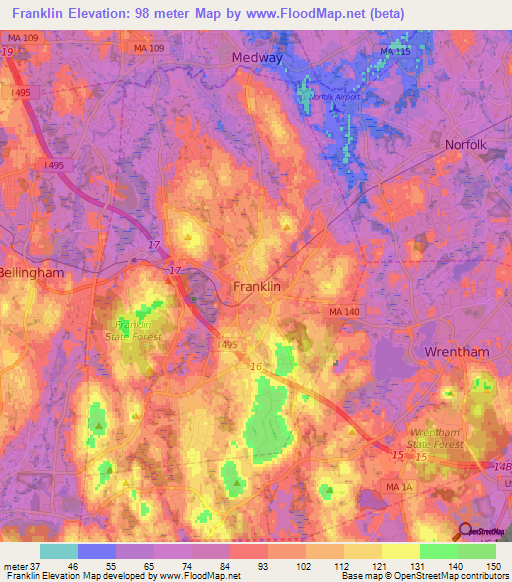 Franklin,US Elevation Map