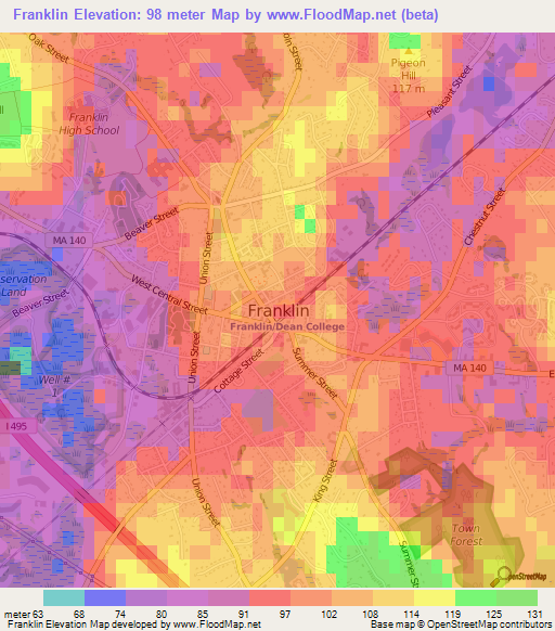 Franklin,US Elevation Map