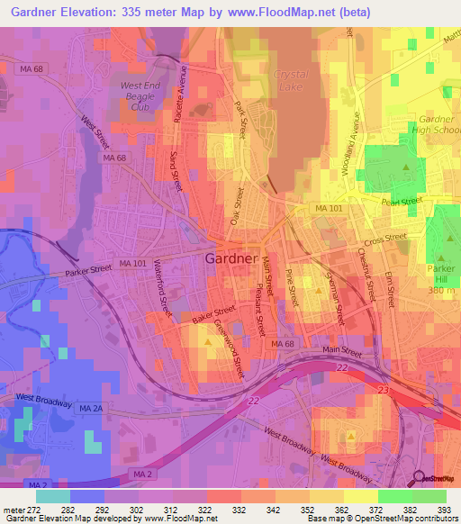 Gardner,US Elevation Map