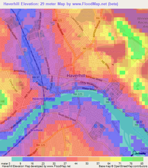 Haverhill,US Elevation Map