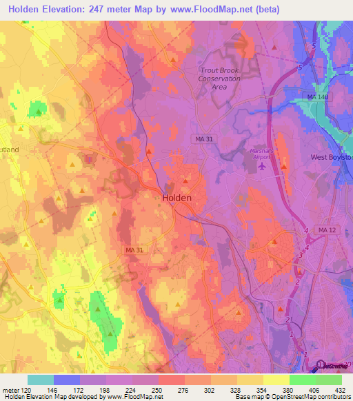 Holden,US Elevation Map