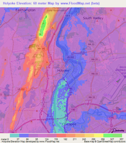 Holyoke,US Elevation Map