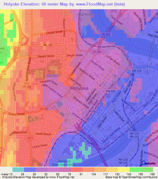 Holyoke,US Elevation Map