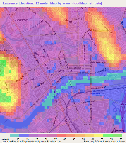 Lawrence,US Elevation Map