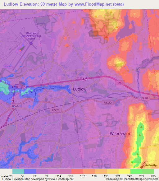 Ludlow,US Elevation Map