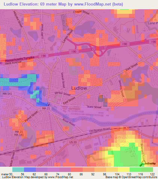 Ludlow,US Elevation Map