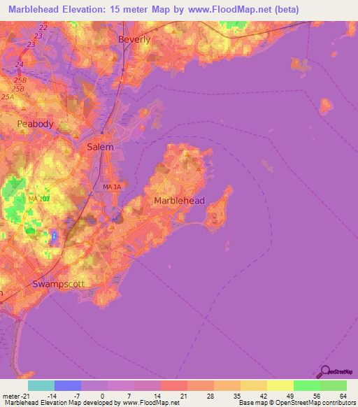 Marblehead,US Elevation Map