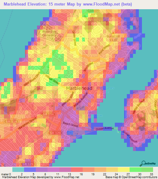 Marblehead,US Elevation Map