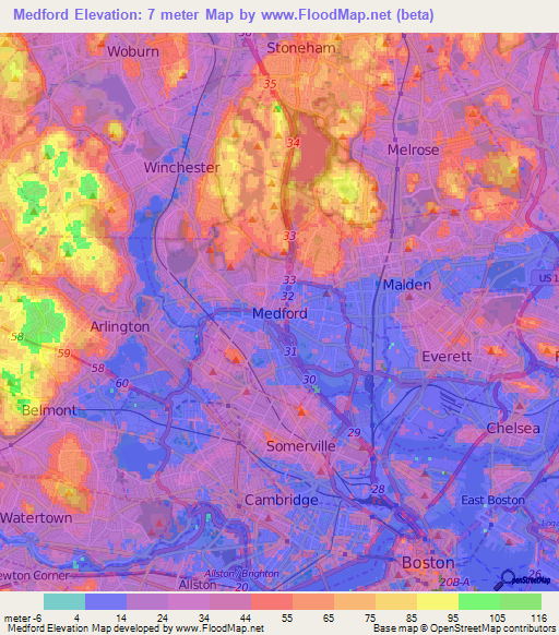 Medford,US Elevation Map