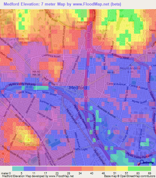 Medford,US Elevation Map