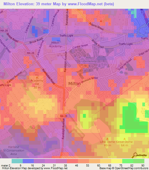 Milton,US Elevation Map