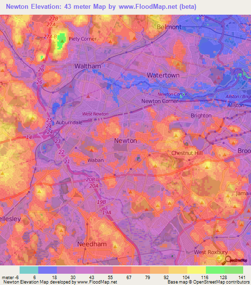 Newton,US Elevation Map