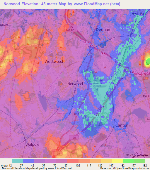 Norwood,US Elevation Map