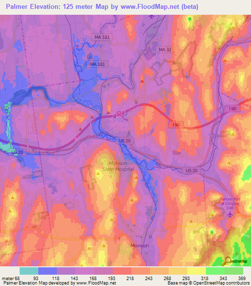 Palmer,US Elevation Map