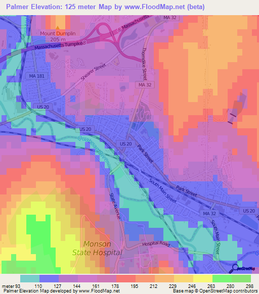 Palmer,US Elevation Map