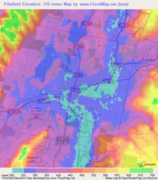 Pittsfield,US Elevation Map