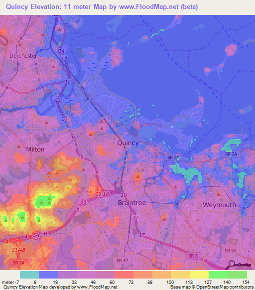 Quincy,US Elevation Map