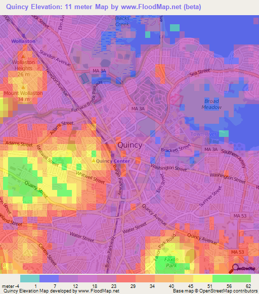 Quincy,US Elevation Map