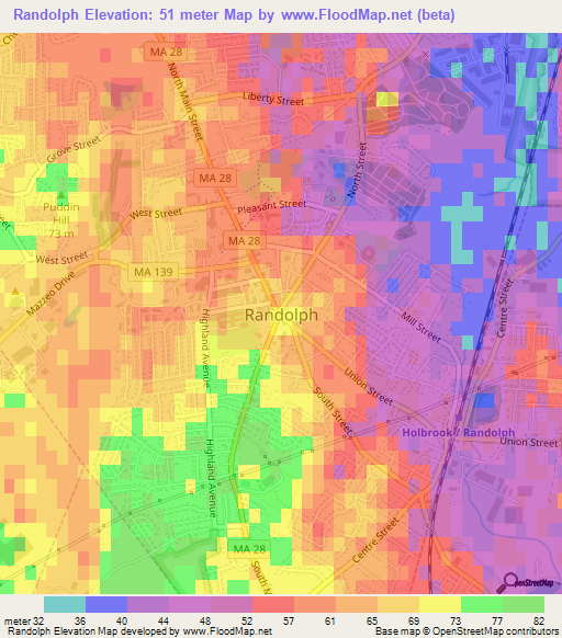 Randolph,US Elevation Map