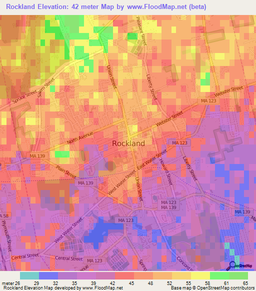 Rockland,US Elevation Map