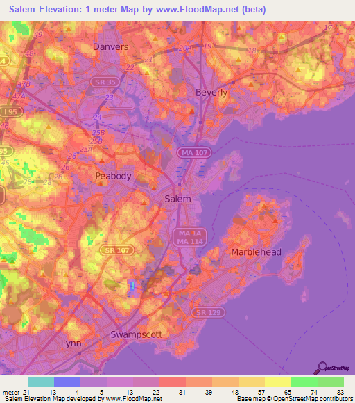 Salem,US Elevation Map