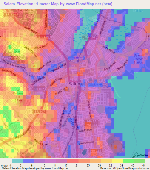 Salem,US Elevation Map