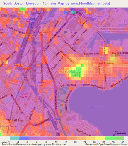 South Boston,US Elevation Map