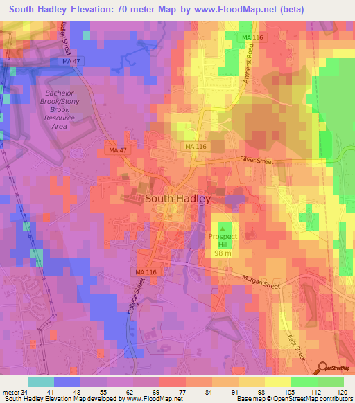 South Hadley,US Elevation Map