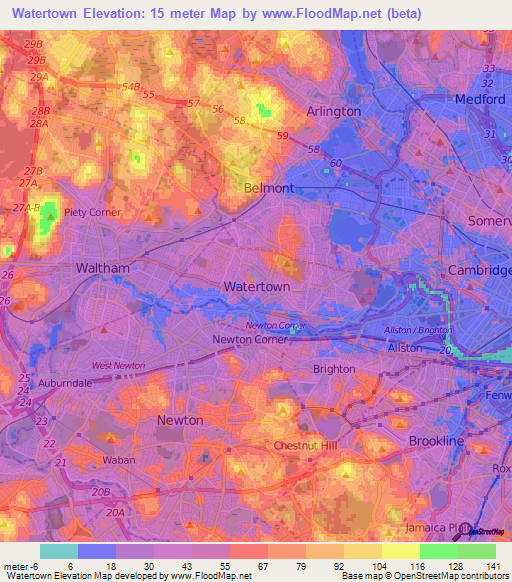 Watertown,US Elevation Map