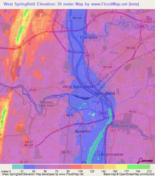 West Springfield,US Elevation Map