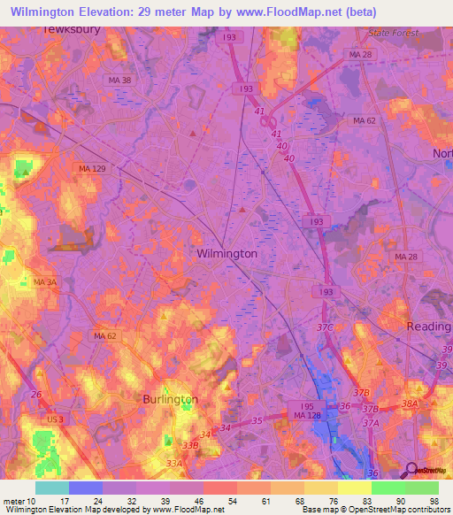 Wilmington,US Elevation Map