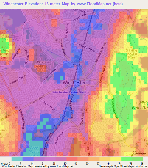 Winchester,US Elevation Map