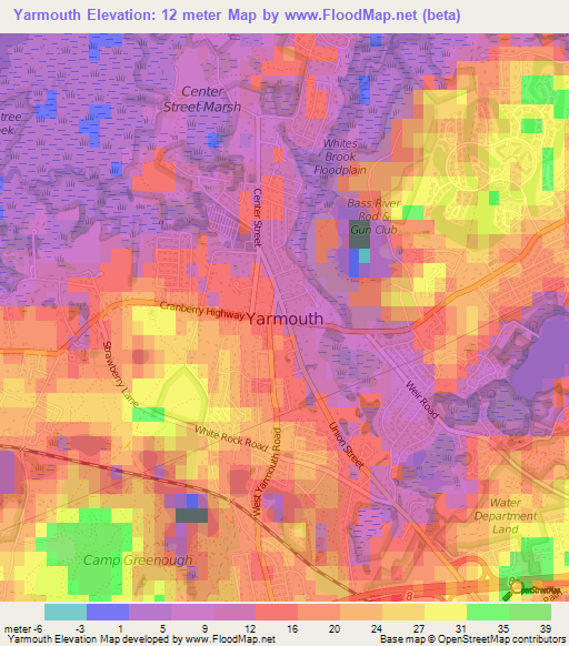 Yarmouth,US Elevation Map