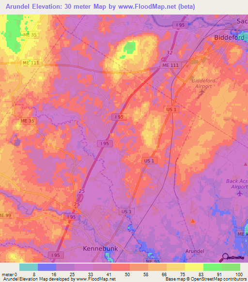 Arundel,US Elevation Map