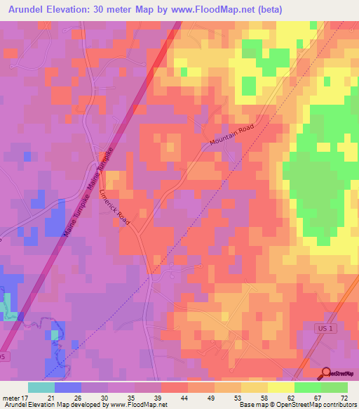 Arundel,US Elevation Map