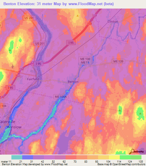 Benton,US Elevation Map