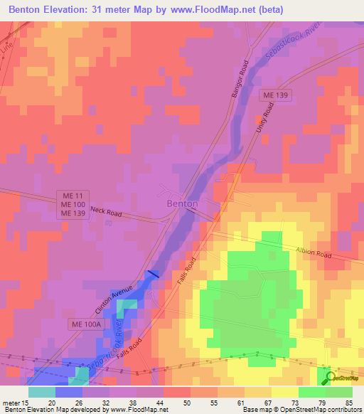 Benton,US Elevation Map