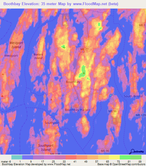 Boothbay,US Elevation Map