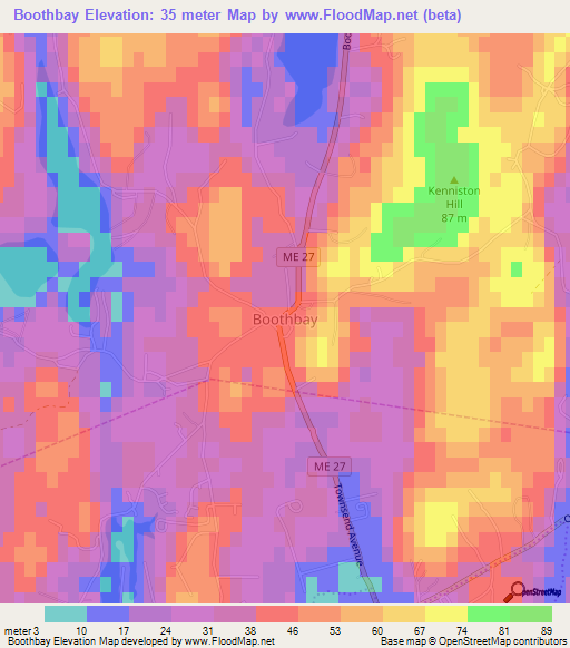 Boothbay,US Elevation Map