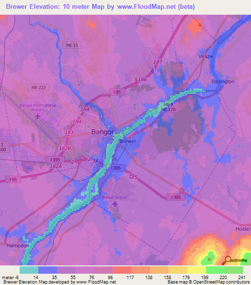 Brewer,US Elevation Map